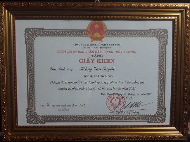 Các bằng khen, bằng chứng nhận